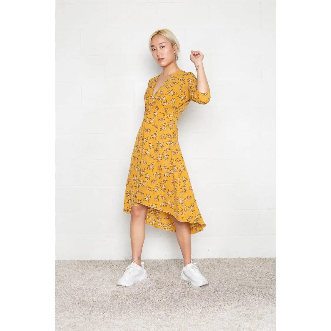 FREE SHIPPING Yellow flowy midi dress made in USA AlexApland FREE SHIPPING Yellow flowy midi dress made in USA AlexApland