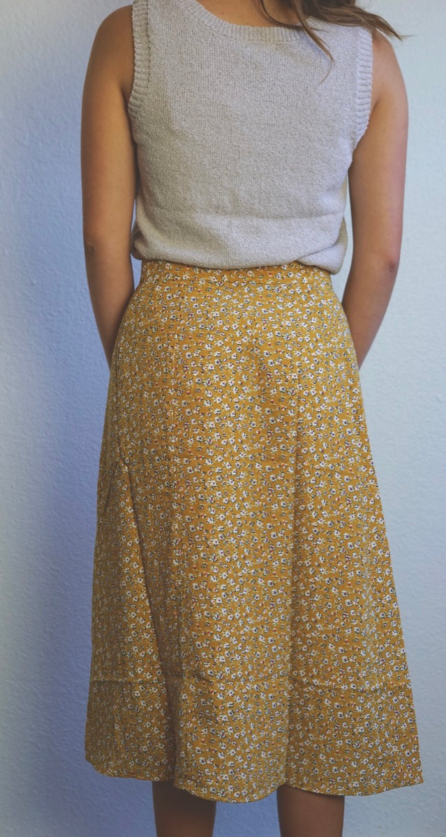 ミニスカート ITZAVIBE YELLOW CHECK LAYERED WRAP MIDI SKIRT 5BMR0040 Free Shipping Yellow Floral Midi Skirt – AlexApland