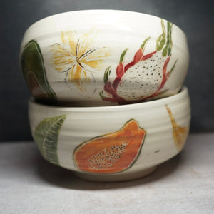 set of two tropical bowls 6x3 in