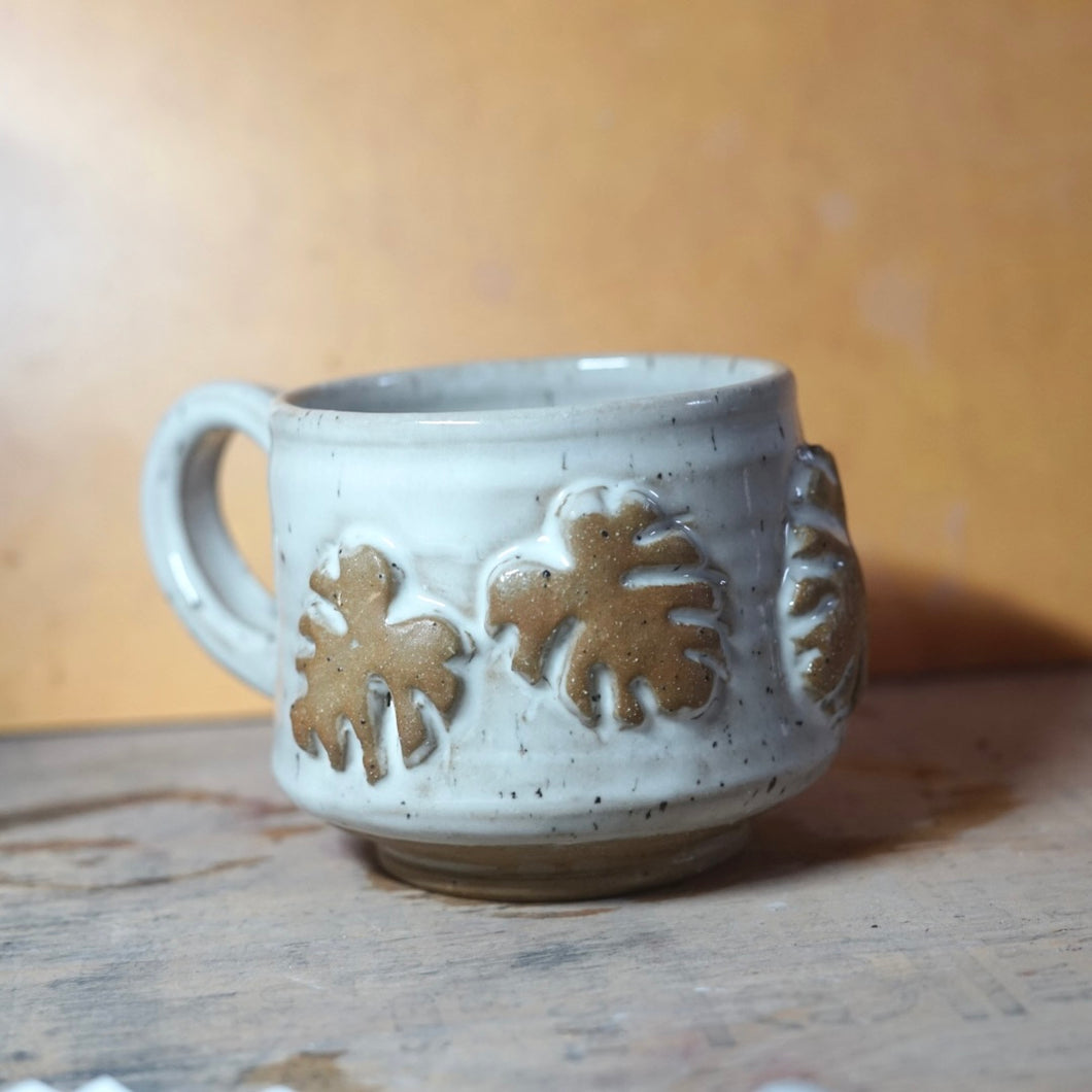 14oz White Monstera Mug