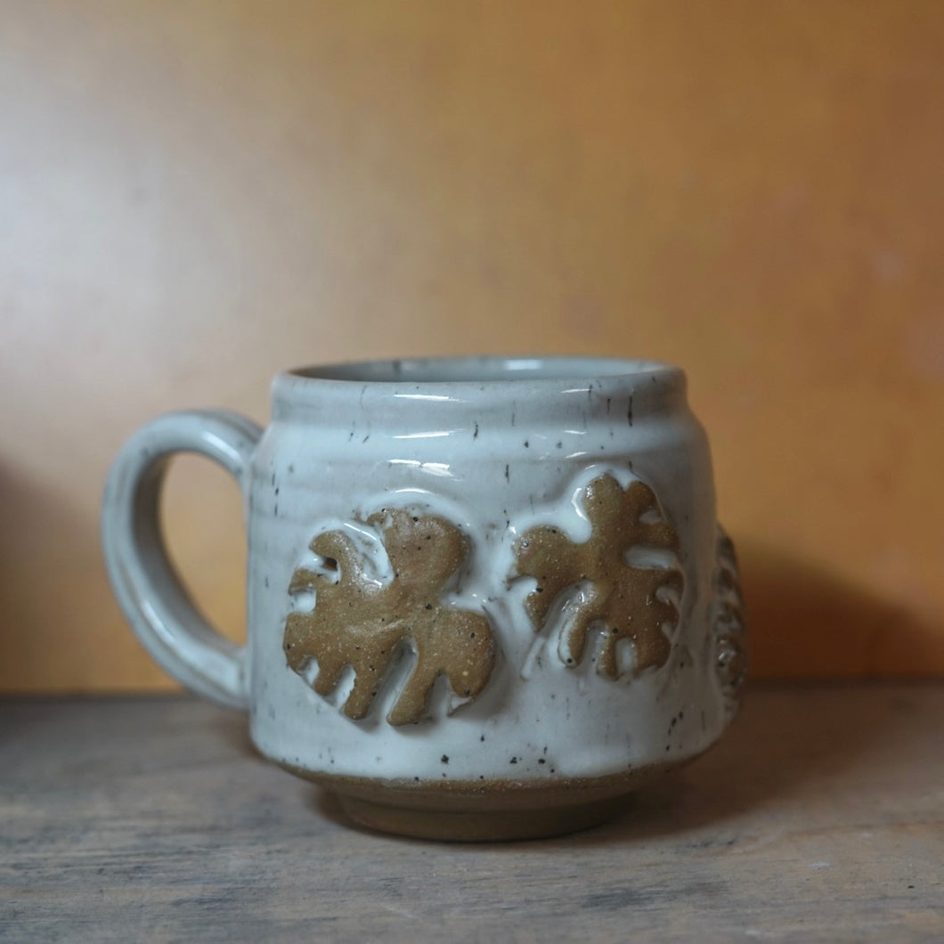 16oz White Monstera Mug