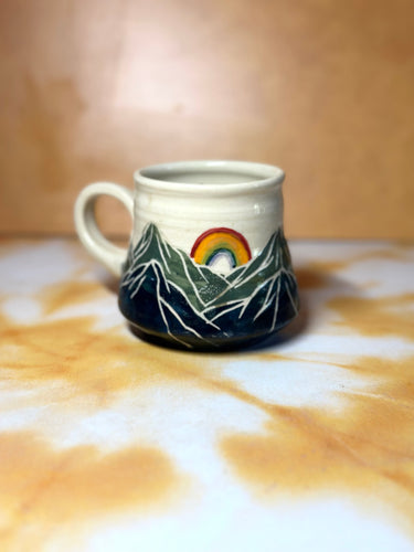 2nd 12oz mountains and sun mug and rainbow