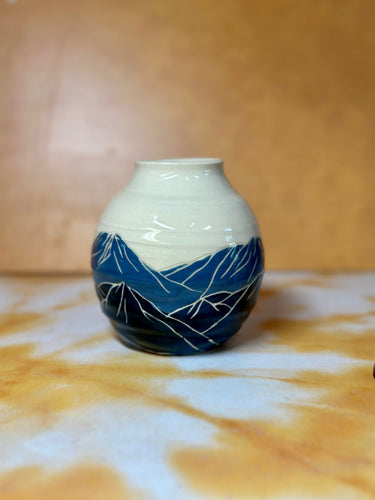 small blue mountain vase