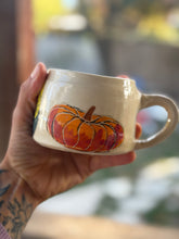 8oz hand painted pumpkin/gourd mug