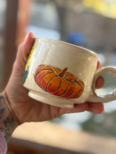 8oz hand painted pumpkin/gourd mug