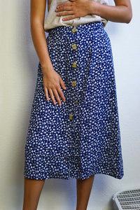 Free Shipping Blue Floral Midi skirt