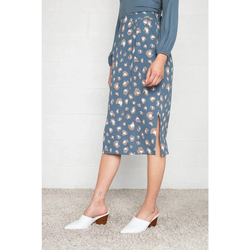 FREE SHIPPING Blue midi skirt made in USA